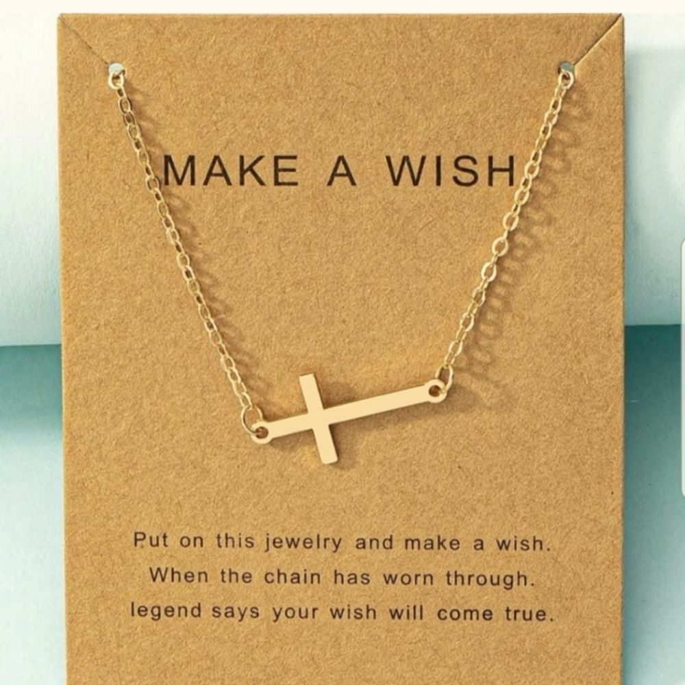 Gold cross bar necklace
